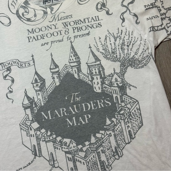 White Harry Potter Marauder's Map Graphic T-Shirt aop men’s L - Picture 3 of 5